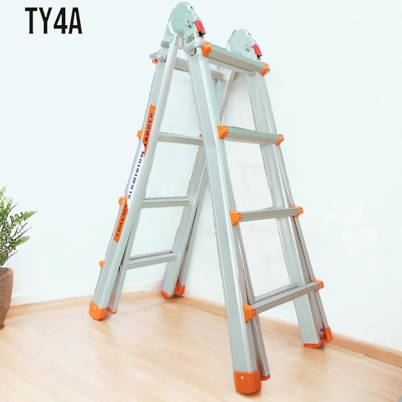 Thang nhôm rút lồng, thang nhôm đa năng Nakata chữ A 2m duỗi thẳng 4m, Bảo hành 2 Năm 2