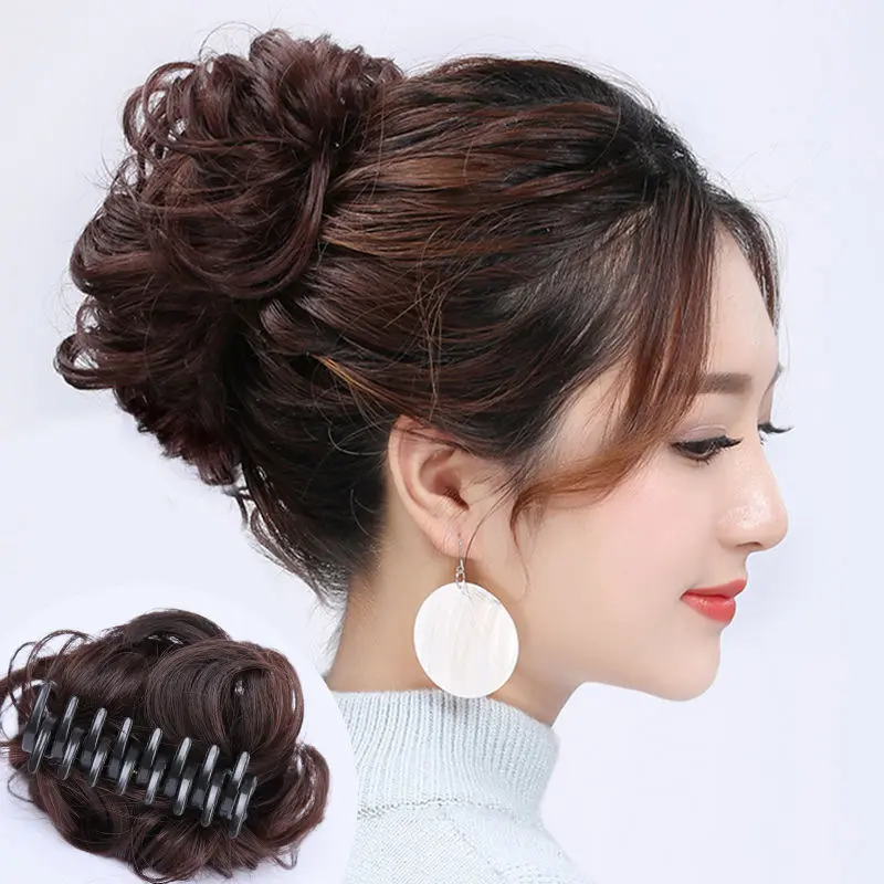 Kẹp Tóc Giả Xoăn Bồng Bềnh Ngắn Dễ Thương Cho Nữ Tóc Giả Cho Nữ, Búi Tóc Xoăn, Búi Tóc Tròn Women Wig