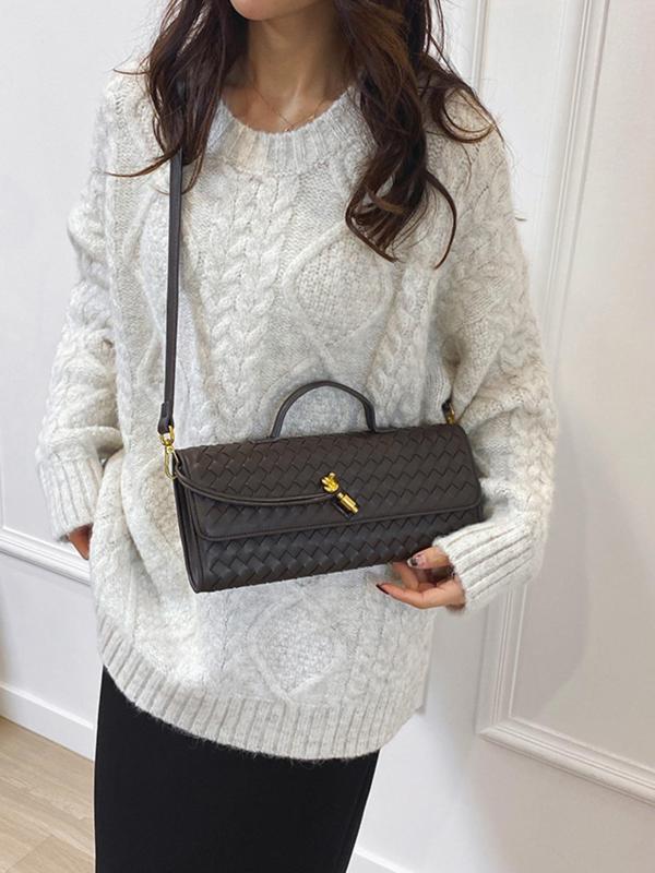 Women's Fashionable Plaid Embossed Handbag, Casual Versatile Shoulder Bag for Daily Used, Trendy All-match Commuter Bag 5
