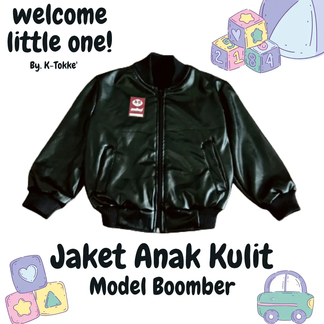 Jaket Kulit Bomber Anak Usia ± 1 - 10 Tahun | Jaket Anak Laki-Laki dan Jaket Anak Perempuan | Jaket Kulit Anak Casual