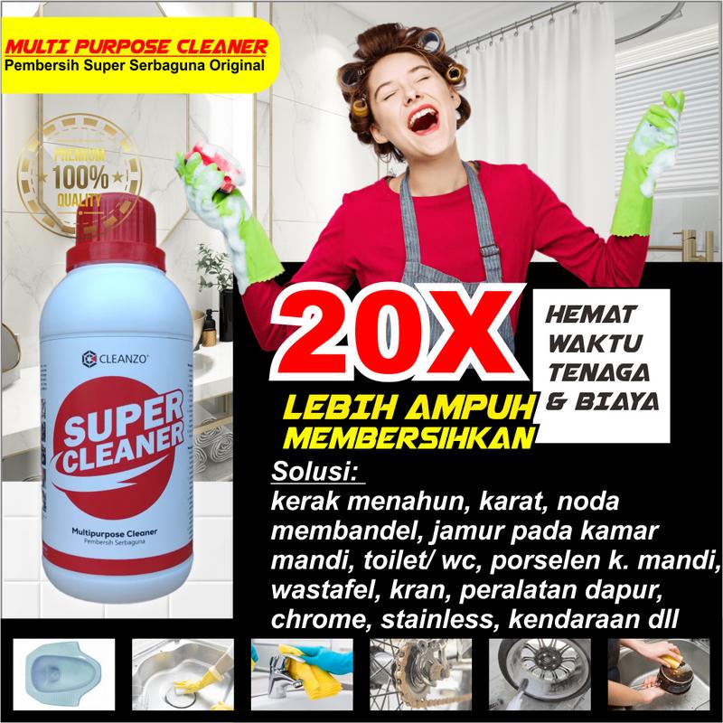 Product Introduction of PEMBERSIH SUPER SERBAGUNA ORIGINAL - BEBAS KERAK KARAT JAMUR - pada toilet wc, Lantai kamar mandi, wastafel, kran, stainless, chrome, alumunium, plastik, kaca, mebel kayu dll, mempermudah kegiatan kebersihan di rumah. Hemat waktu dan tenaga. 1