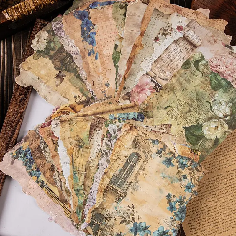 Vintage Flower Pattern Decorative Paper, 1/6 Packs Scrapbooking & Journal Making Material Paper, Diy Decorative Paper for Scrapbooking & Journal Making 3