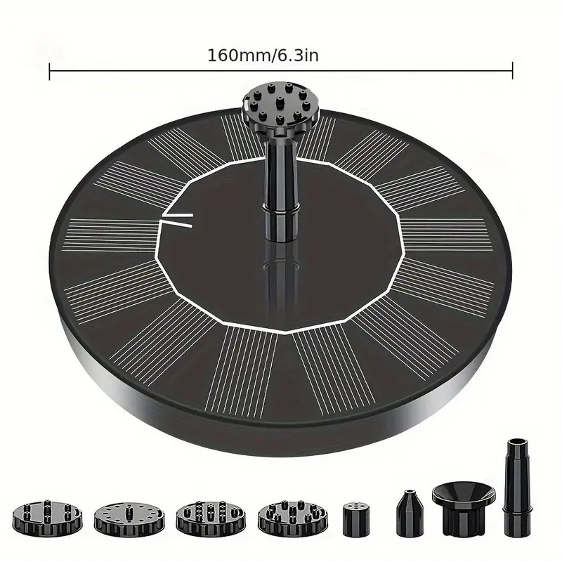 Solar Fountain Pump, Solar Fountain Pump with Nozzles, Outdoor Water Feature for Bird Bath, Pond, Garden, Backyard Decoration, Decorative, Waterfall 1