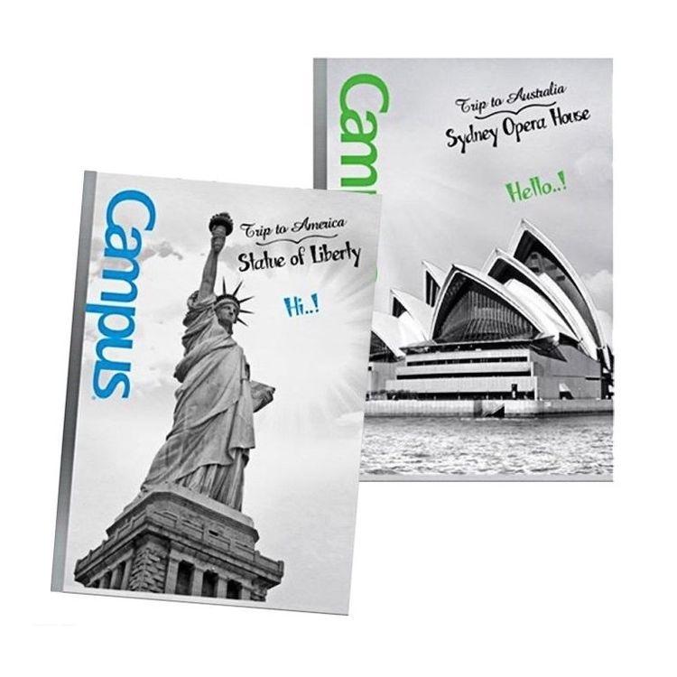  Vở kẻ ngang Campus B5 80-120-200 trang hình Landscape sổ dán gáy bìa danh lam màu đen trắng giấy 70gsm 