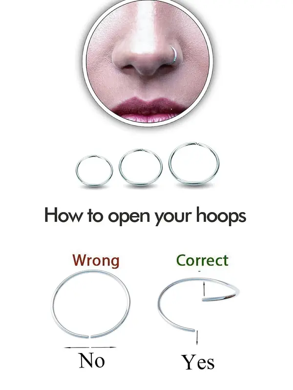 15pcs/set Plain simple Stainless Steel Nose Ring, Classic popular Cuff Nose Ring, Fashion Body Piercing Jewelry Accessories for Women and Men 3