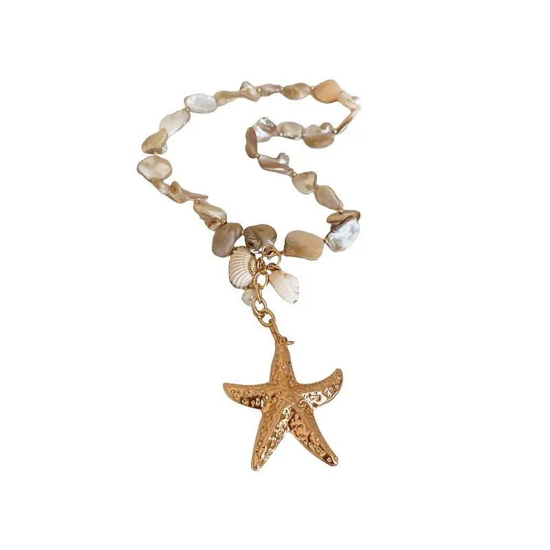 Beach Shell Starfish Pendant Necklace Clavicle Jewelry