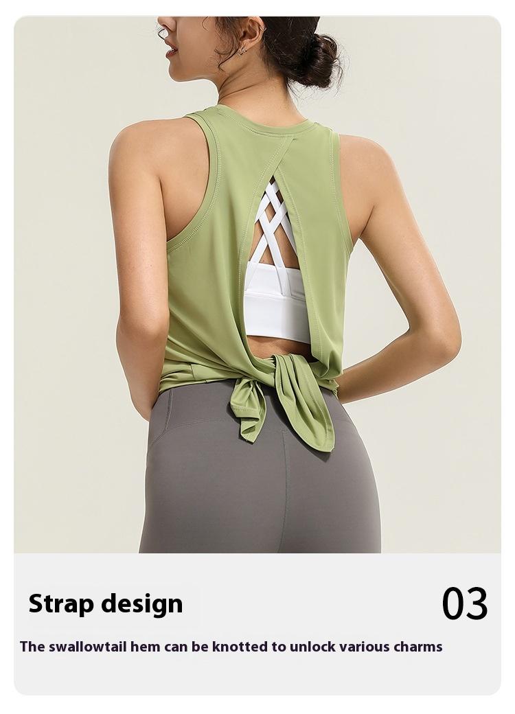 Product Introduction of Áo Lửng Thể Thao Không Tay Áo Lưng, Quần Áo Tập Yoga, Áo Lửng Chạy Bộ Dáng Rộng, Áo Cánh Tập Thể Dục Aerobics, Dành Cho Nữ, Bán Buôn Mùa Hè, Hàng Mới Về 3