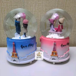 Snowball Lampu Couple Kotak Musik Bola Kaca Kristal Salju Waterball Snowglobe