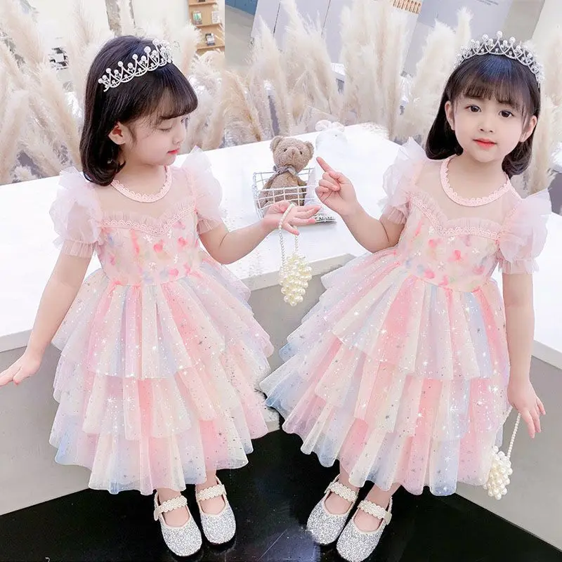 Váy Bé Gái, Phong Cách Phương Tây, Váy Công Chúa Elsa, Váy Tutu Vải Tuyn Frozen, Hàng Mới Về Mùa Hè