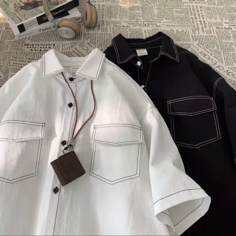[FULLBOX] Áo sơ mi nam nữ hoạ tiết chỉ nổi form rộng vải đẹp unisex chất dày dặn form chuẩn đẹp thời trang cực chất 8