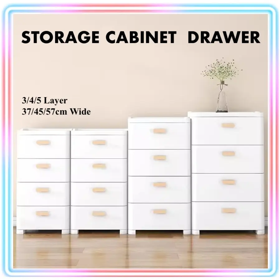 Nicedeal 57cm 45cm 37cm White Cabinet Storage Drawer Organizer Furniture Plastic Storage Box