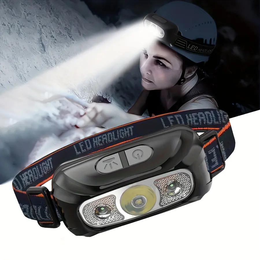 USB Rechargeable Induction Headlamp High Brightness LED Headlight for Night Fishing Running Outdoor Camping