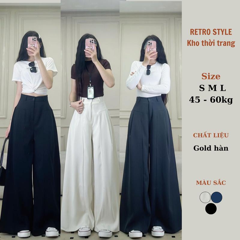[XẢ KHO] Quần gold ống siêu rộng quần ống suông cạp cao, quần suông vải, quần tây ống rộng, quần dài nữ ống suông (Ống 38cm) - Quangold411