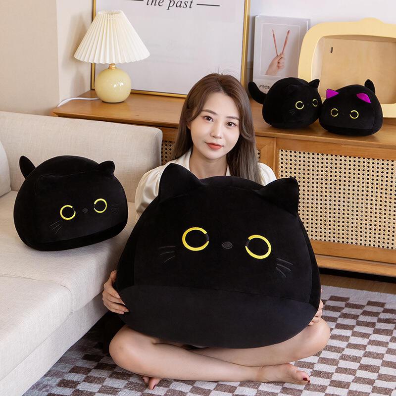 Product Introduction of and Cute Black Pillow Plush Toy Little Cat Children's Soothing Cloth Doll, Birthday Gift 1