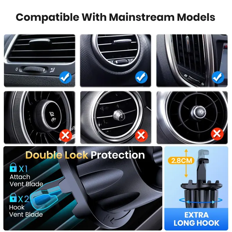 TOPK Magnetic Car Phone Holder for MagSafe, 360° Rotatable Car Air Vent Phone Holder Mount, Universal Car Interior Accessories for iPhone Series 7