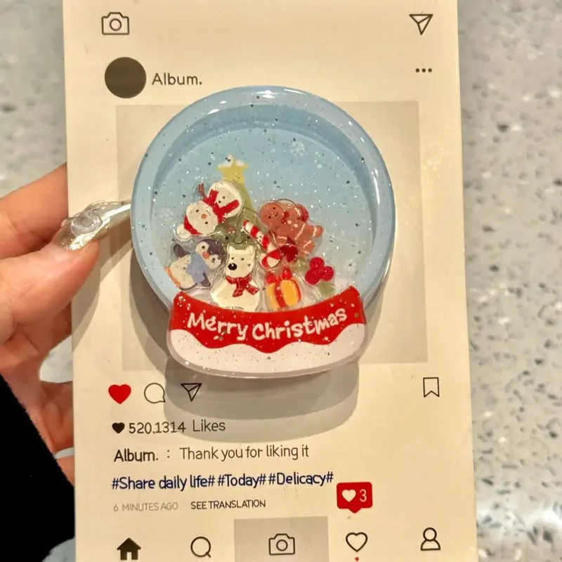 Ốp Điện Thoại Túi Khí Âm Nhạc Đu Đưa, Thiết Kế Cây Thông Noel Kitty Dễ Thương, Có Giá Đỡ Và Keo, Co Giãn Hoạt Hình, Cầm Tay Và Có Thể Chảy 7