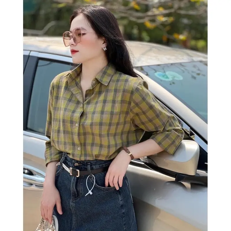 Sơ  Mi Nữ Tay Dài Chất Cotton mềm mại