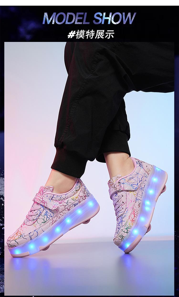 Product Introduction of In Stock Children Heelys Detachable Skate Shoes Boys and Girls Roller Skates Children Heelys New Boys Walking Shoes Four-Wheel Girls Rollerskate Double Row Skates in Stock 11