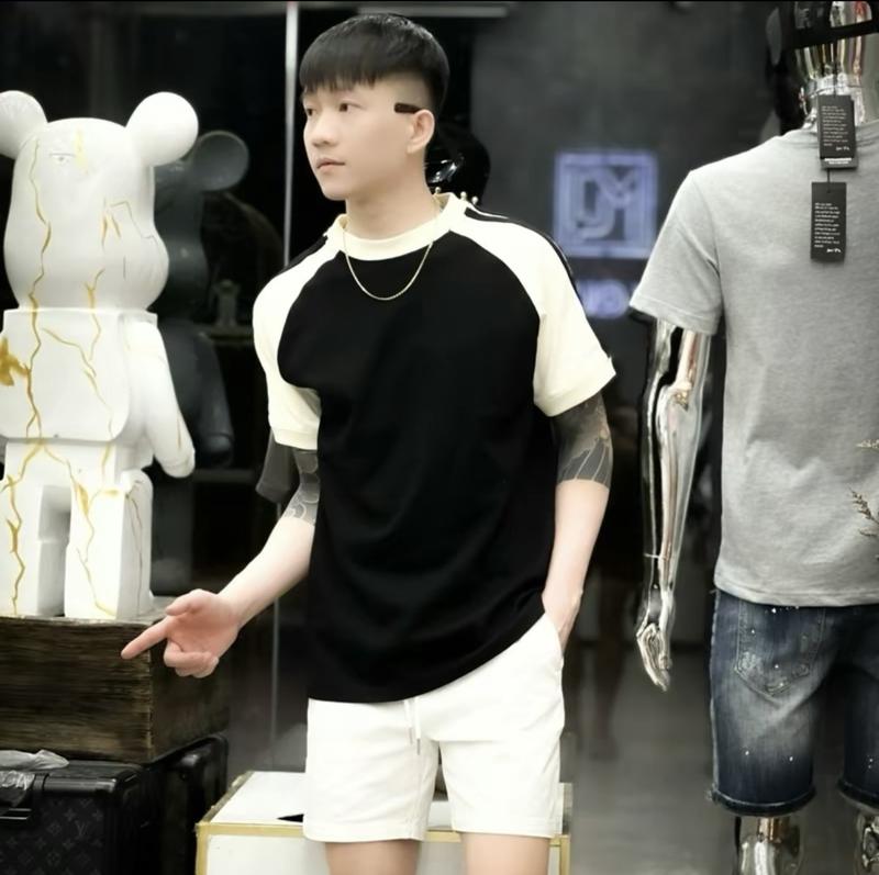 Áo thun nam phối in dập nổi họa tiết , chất vải cotton co dãn thoải mái thoáng mát, dễ phối đồ cao cấp Menswear Cổ Tròn 4