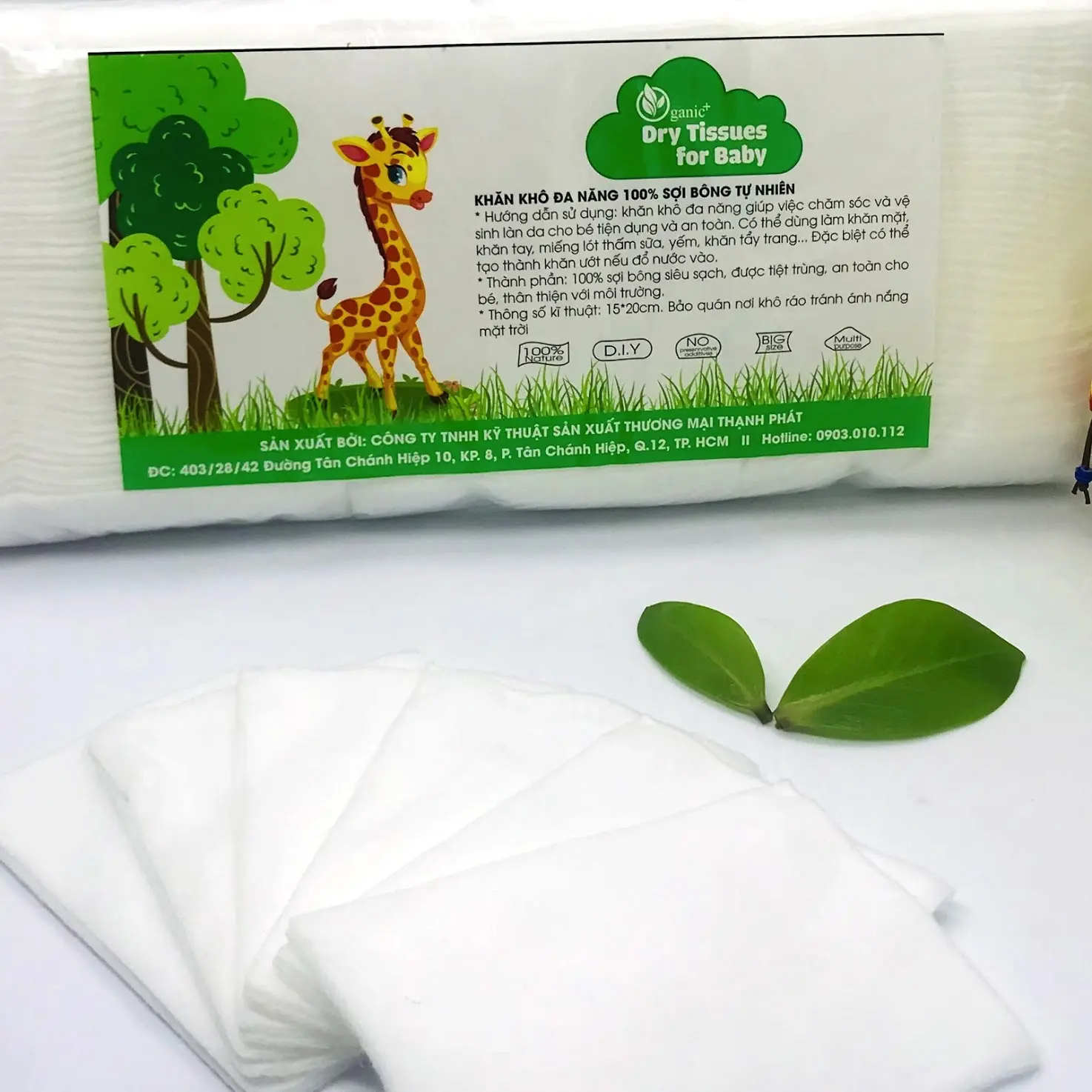 Khăn khô đa năng Oganic+, khăn lau khô hàng xuất nhật bịch 300gr