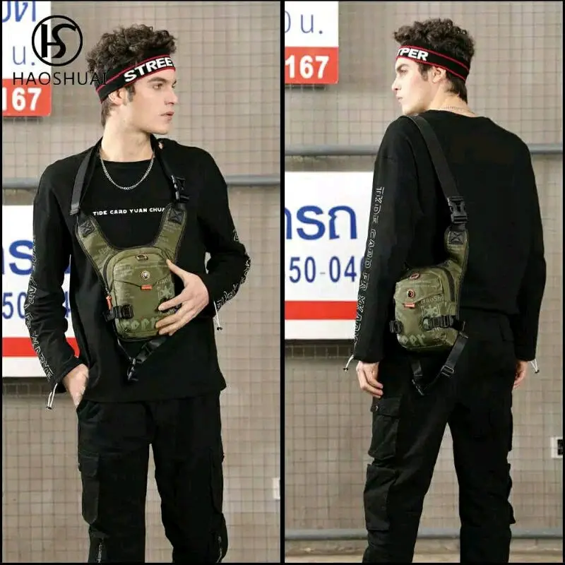 Tas Selempang Pria Sling bag Tas paha multifungsi Waistbag Hitam Pinggang 7