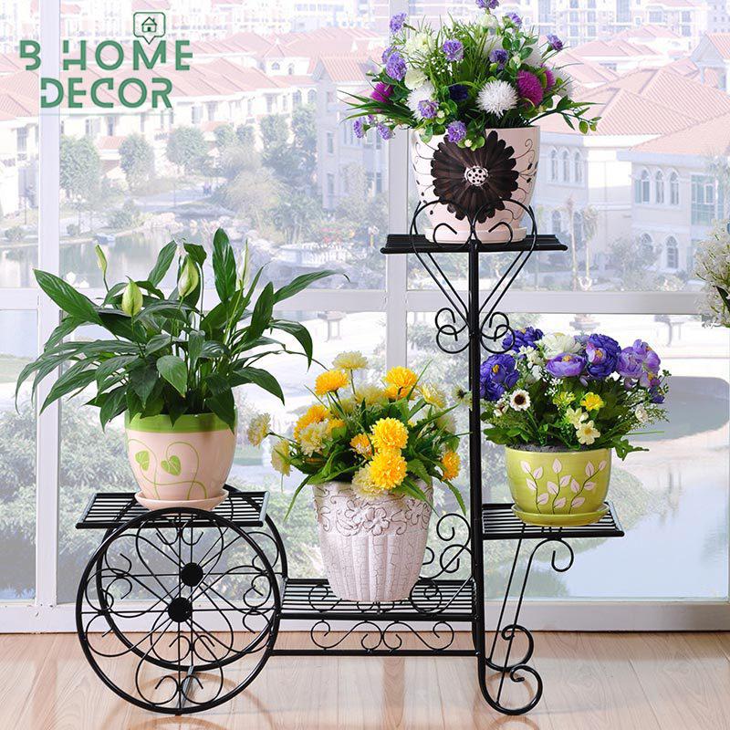  Kệ Sắt nhiều tầng để chậu hoa cây cảnh trong nhà và ngoài trời hình bánh xe đạp BD06  68x25x68  