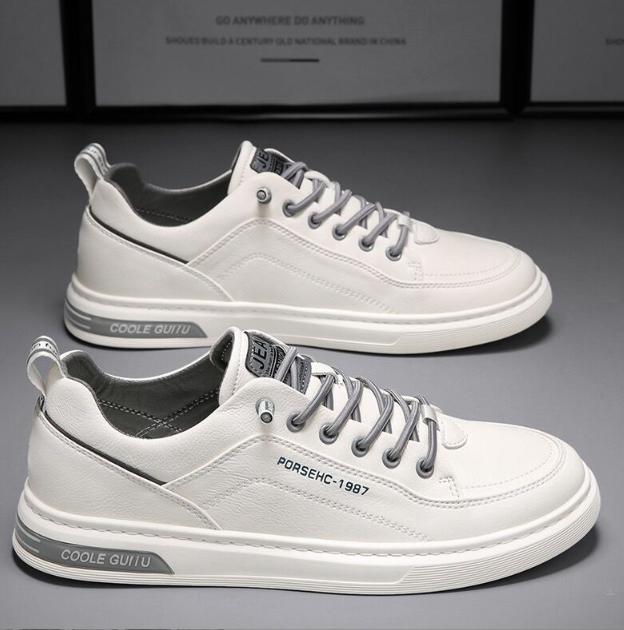 Giày sneaker nam đơn giản da mềm,êm chân dây rút tiện lợi,chống thấm nước,rễ vệ sinh 012 Shoes Đế Bằng Cao Su Đế Cao Jean 
