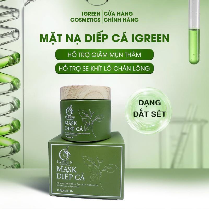 MẶT NẠ DIẾP CÁ IGREEN - 120G- Dạng đất sét, hỗ trợ se khít lỗ chân lông, làm da sạch sâu, mịn màng, dưỡng ẩm, dưỡng trắng Skincare Mask mặt nạ  giấy