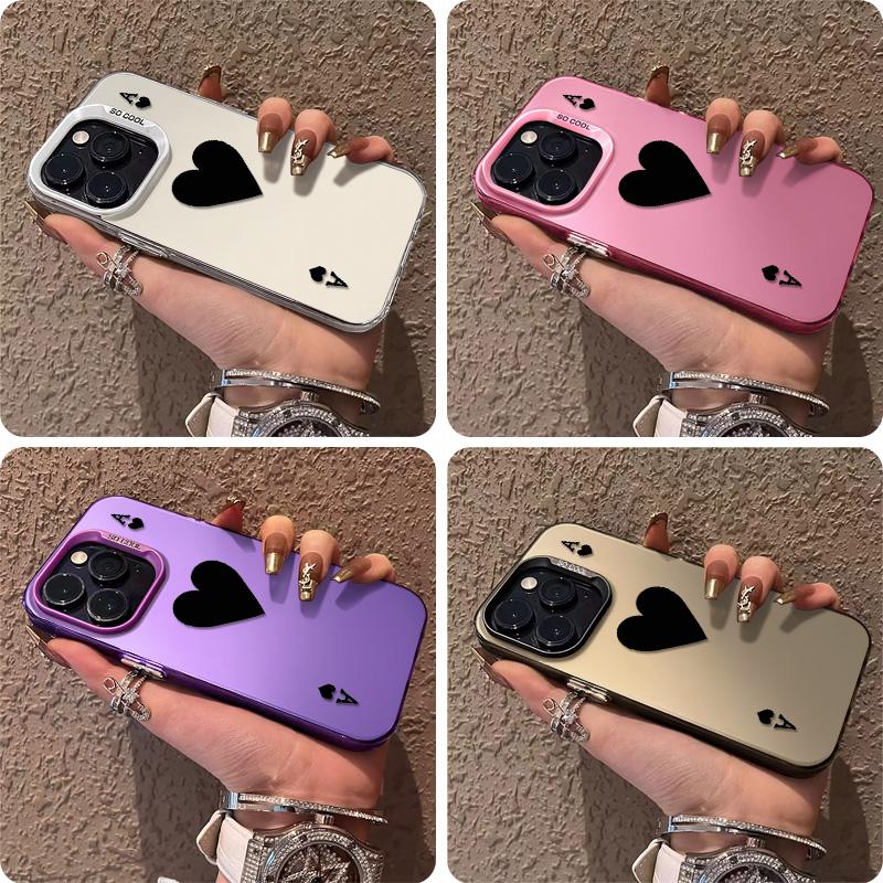 Ốp Điện Thoại Họa Tiết Spade A, Thiết Kế Sáng Tạo, Tương Thích Với iPhone 11, 12, 16, 13, Pro Max, 14, 15, 7, 8 Plus, SE 2020, XR, X / XS Max, Được Làm Bằng Nhựa, Khung Gương Lắp Ráp, Ốp Cứng, Chống Sốc 4