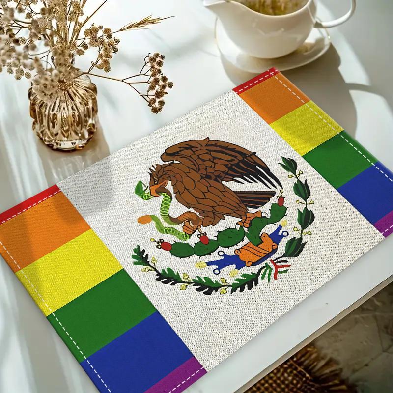 Mexican Flag Pattern Place Mat, Durable and Stylish Table Mat, Kitchen Dining Table Settings, Family Party Gifts, Home Decor, Coasters 5