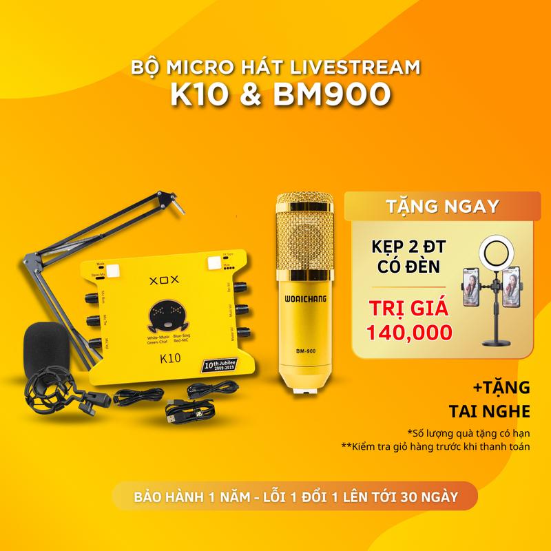 Mic Livestream | Micro thu âm Soundcard K10 2020 & Mic BM900 Chất Lượng Cao, Âm Thanh Cực Hay_Monkey Studio Có dây