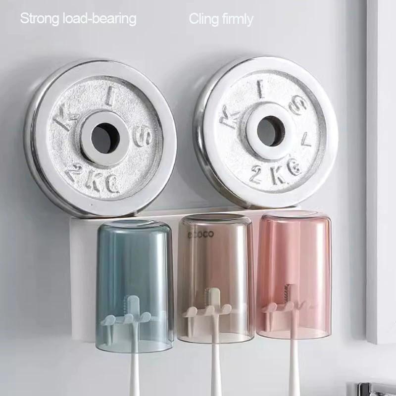 Giá Đỡ tặng kèm 4 cốc Kem Đánh Răng Bóp Treo Tường Phòng Tắm Cốc Có Giá Để Đồ Không Đục Lỗ Bàn Chải Đánh Răng 2