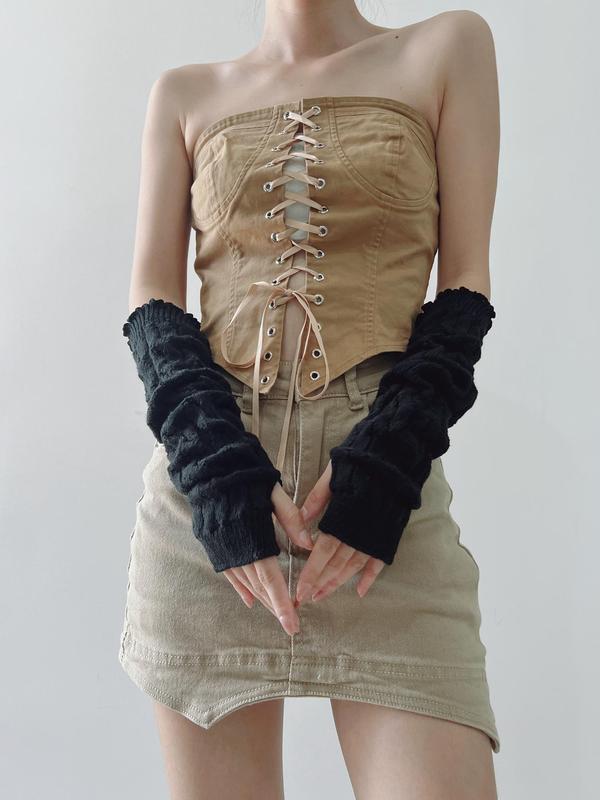 1 Pair Women's Cute Solid Color Arm Sleeves, Fashionable Y2k Style Arm Sleeves, Casual Trendy Arm Sleeves for Daily Wear 8