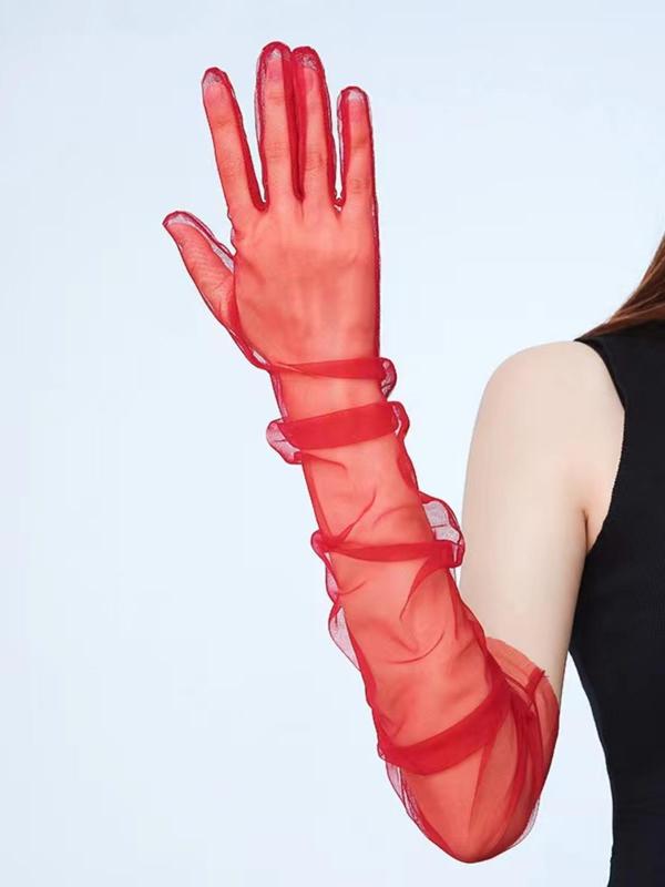 Women's 1 Pair Solid Mesh Gloves, Elegant Gloves For Wedding Party Evening Formal Occasion, Transparent Clothes Accessories For Banquet 6