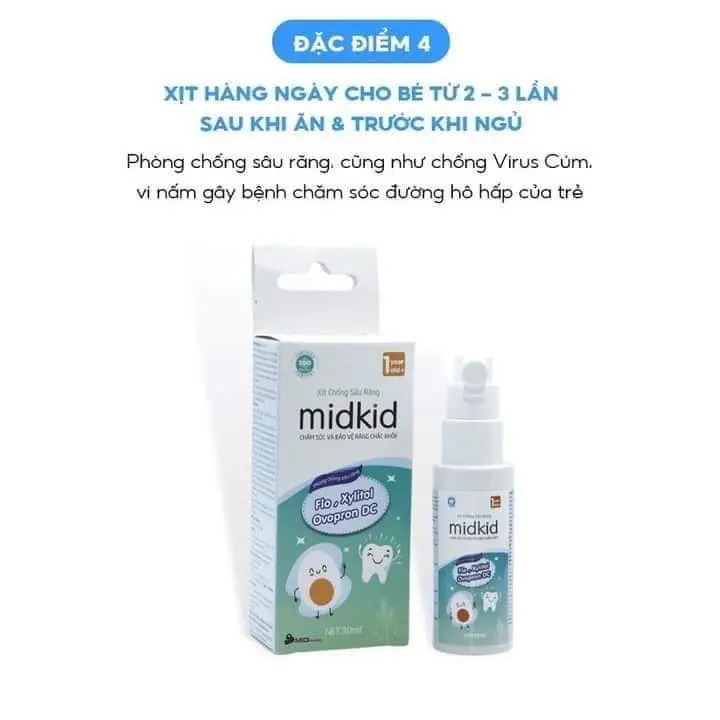 Xịt chống sâu răng midkid cho bé từ 1 tuổi trở lên