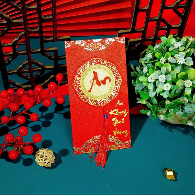 Product Introduction of [ 1 phong bao lì xì tết ] BAO LÌ XÌ ÁNH NHŨ KIM TUYẾN, câu chúc cát tường, mẫu mã sang trọng 31