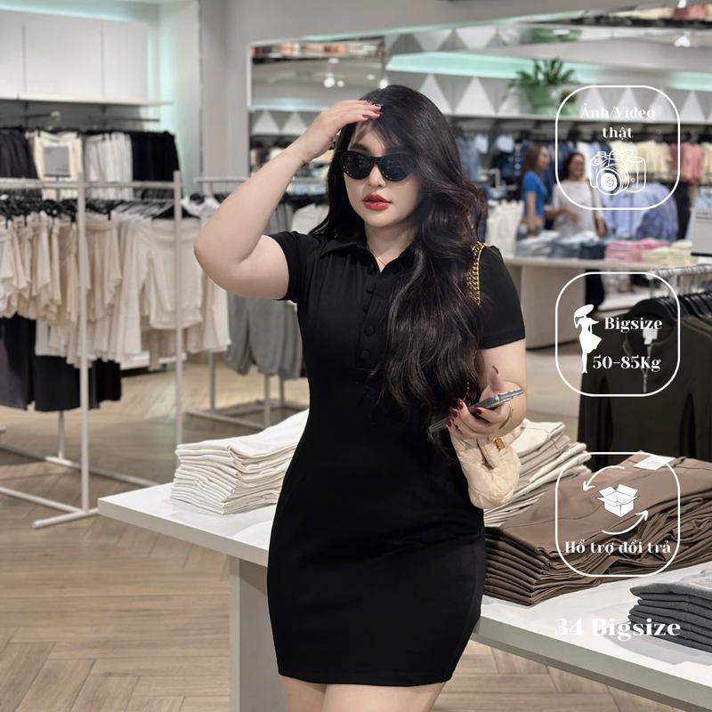 Đầm ôm bigsize cổ trụ 34DA051 34 Bigsize, đầm body chất thun cho nữ đi tiệc sang chảnh trẻ trung tôn dáng
