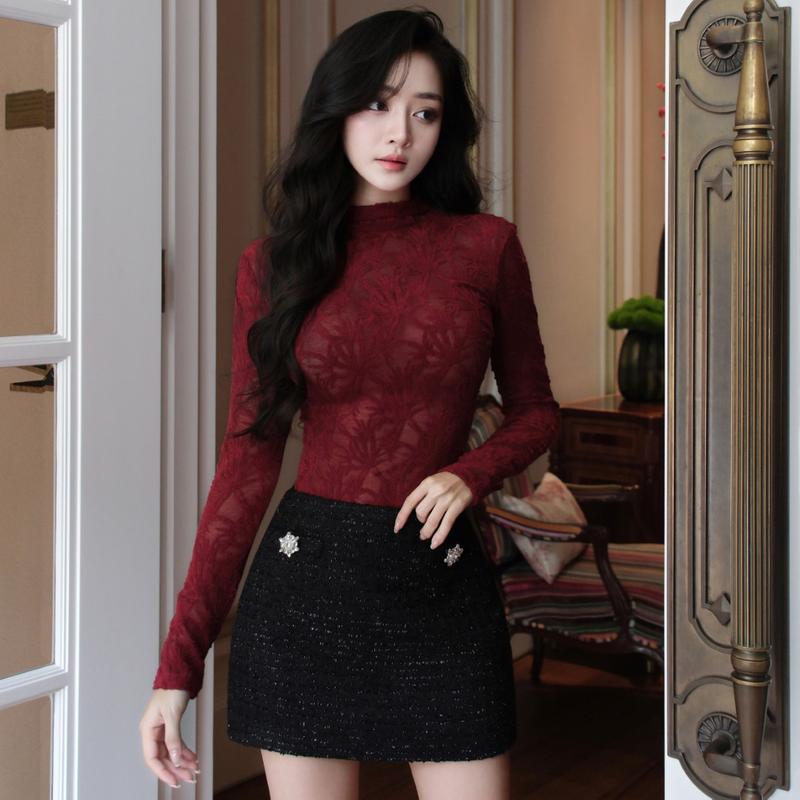 Khiết - Set áo thun tay dài + chân váy dạ tweed cao cấp phong cách thanh lịch trẻ trung KS43A