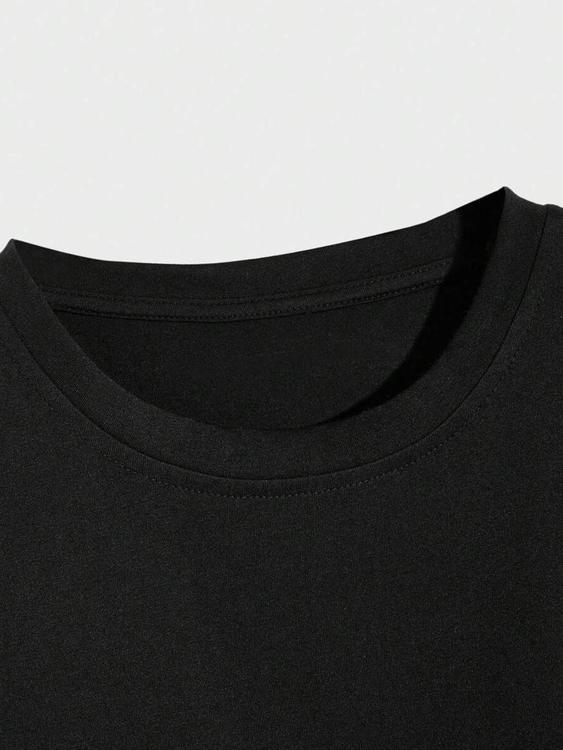 Product Introduction of 【Plus Size】 Men's Letter Print Tee, Regular Fit Casual Short Sleeve Round Neck T-shirt for Summer, Men's Plus Size Clothing for Daily Wear 6