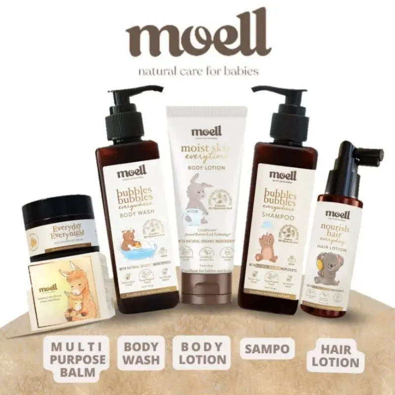 Moell Special Nourish Hair Everyday - Hair Lotion + Bubbles Bubbles Everywhere Shampoo / Natural Organic / SLS Free / Alkohol Free Shampoo Body Wash Body Lotion Hair Lotion Moell First Care Calmme Fitme Tummywind Stuffynose Natural Essential Oil
