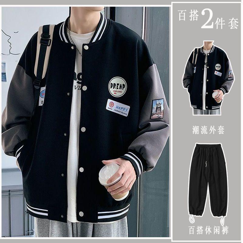 Product Introduction of Jaket Besbol Lelaki, Saiz Besar, Gaya Baharu Musim Luruh 2022, Gaya Sejuk, Longgar, Gaya Preppy, Gaya Jepun, Serba guna, Trendi, untuk Lelaki 3