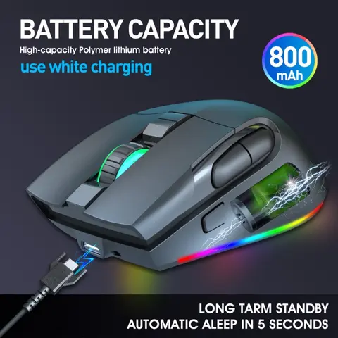 Chuột không dây LED RGB 3200 DPI Gaming Mouse T27 cho máy tính laptop