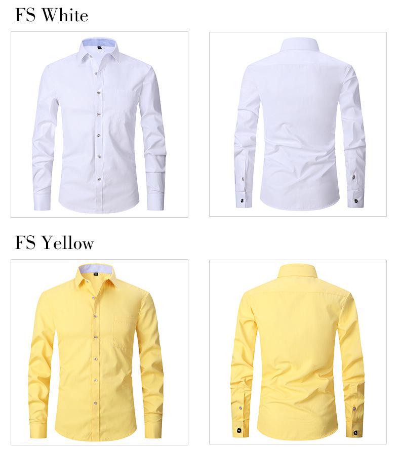 Product Introduction of Ss24 Men's French Style Shirt Business Dress Long Sleeve Shirt Solid Color Blue Striped Shirt Twill Business Style All-Match 13