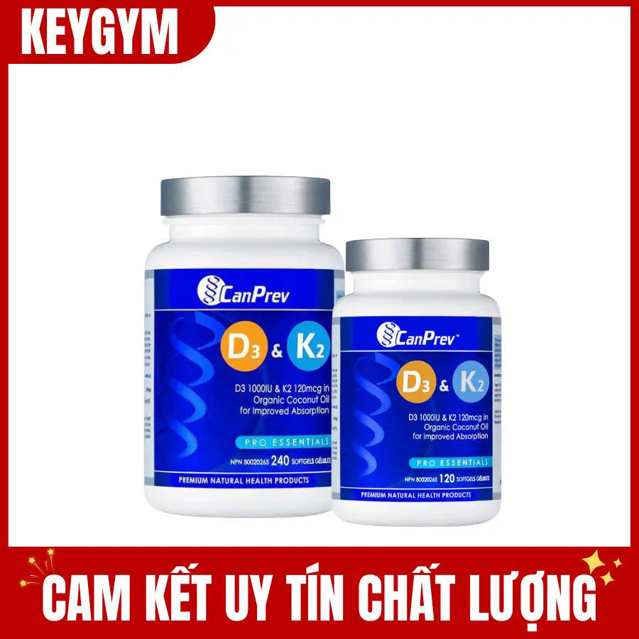 [HÀNG KEYGYM] Viên uống bổ sung CanPrev Vitamin D3K2 120 - 240 Viên - Keygym