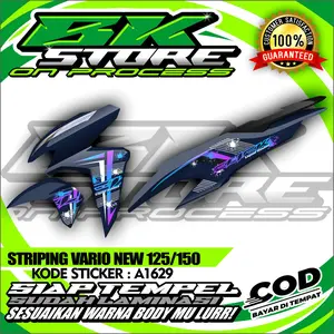 STRIPING UV TRANSPARAN VARIASI HONDA VARIO NEW 125/150 CLICK VIETNAM STYLE SUDAH LAMINASI MURAH