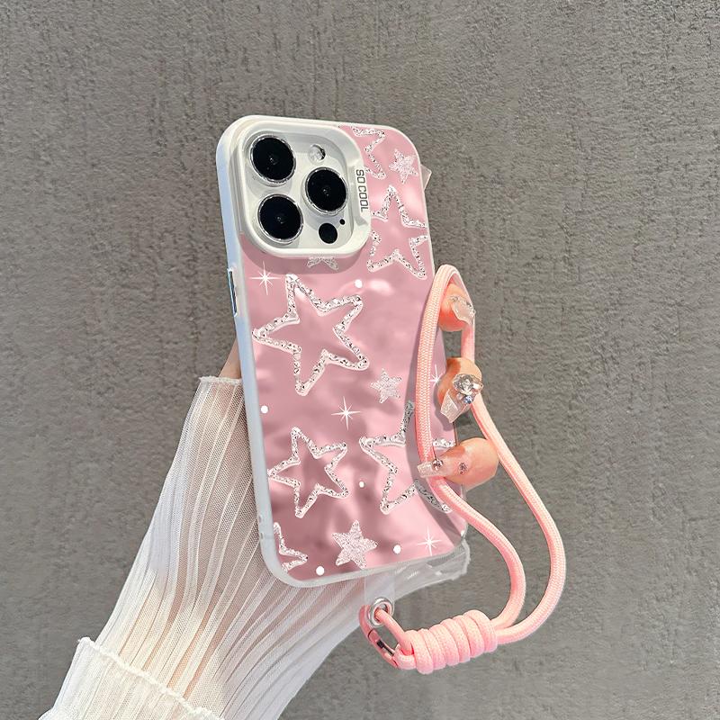 Casing Hp For IPhone 7G 7P X XR XSMAX 11 12 13 14 15 16 PRO PROMAX PLUS Dengan Motif Pink Star Yang Imut Gemoy Cute Baru Simple Dan Antislip Viral Case Hardcase CYK1386