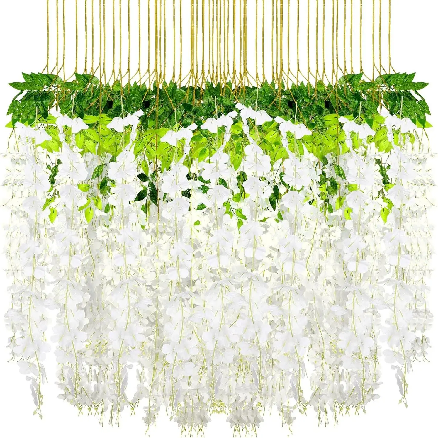 Artificial Wisteria Hanging Decoration 24/36pcs Fake Hanging Artificial Flowers, Fake Hanging Plant for Home Party Wedding Garden Decoration