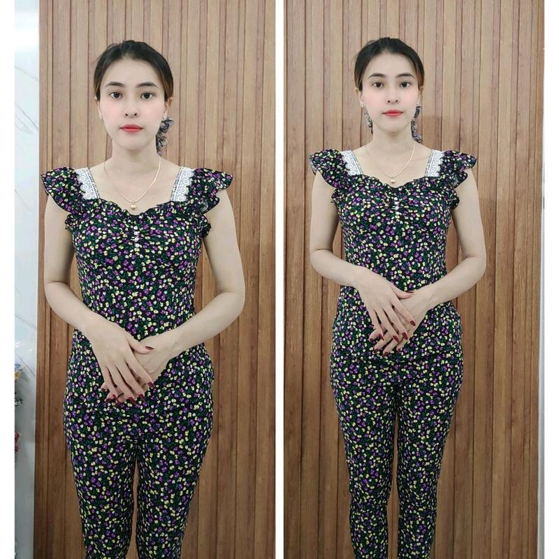 Đồ bộ quần dài ống ôm, tay cánh tiên phối ren size 1234 Nữ Women 7