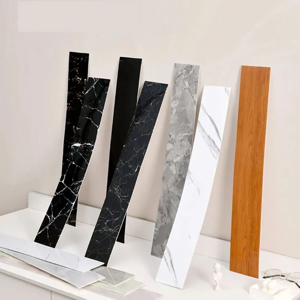 Home Decor Self Adhesive Skirting Line Marble Grain Living Room Waist Line PVC Waterproof Floor Tile Sticker