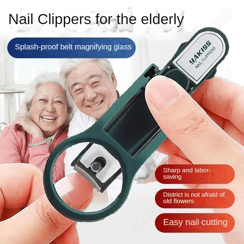 Creative, Magnifying Glass, Nail Clippers, Splash-proof, Elderly, Nail Cutter, Sharp, Clear, Large Nail Clipper with Magnifying Glass, Stainless Steel Magnifier, Splash-proof Extra Thick Hard Nail Clipper, Manicure Tool.